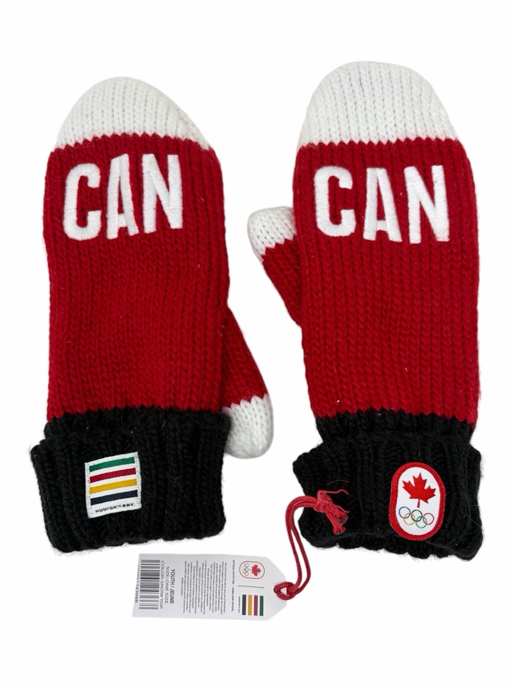 NWT Canada Winter Olympics Youth Mittens One Size Fleece Lined Hudson's Bay HBC